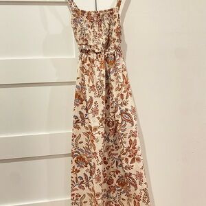 Old Navy Cream and Brown Floral Maxi Dress